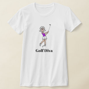 Golf Diva Grått Hair Dam Golfer T-Shirt