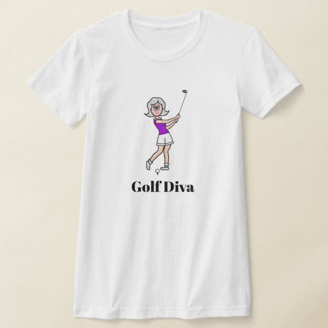 Golf Diva Grått Hair Dam Golfer T-Shirt (Laydown)