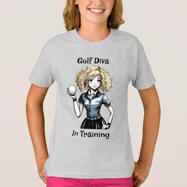 Golf Diva in Training - Junior Golf T-Shirt (Framsida)