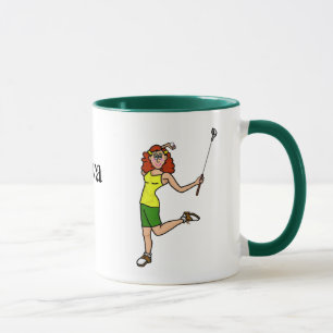 Golf Diva Red Hiar Woman Golfer Mugg