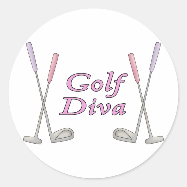 Golf Diva Runt Klistermärke (Framsida)