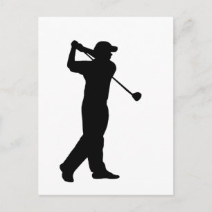 Golf Drive Silhouette Vykort