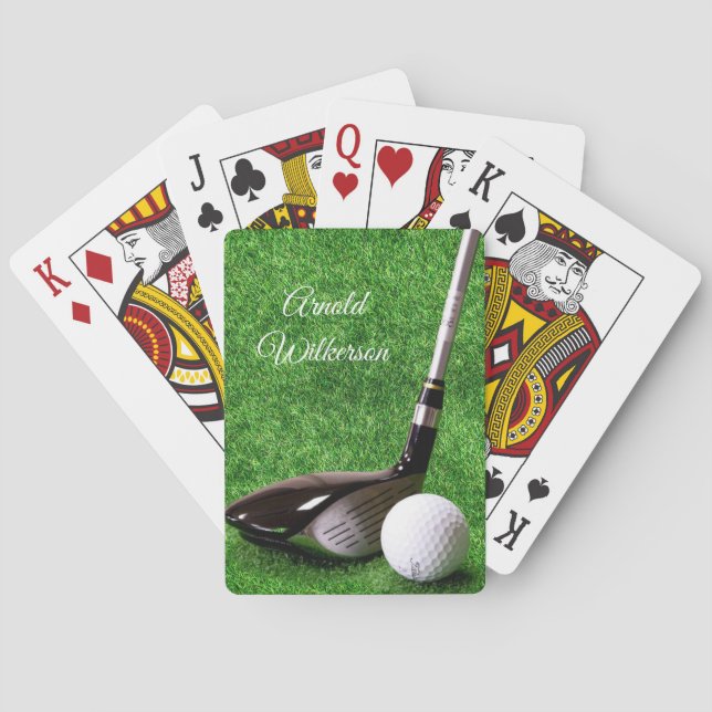 Golf Driver och boll på gräs anpassa Casinokort (Baksidan)