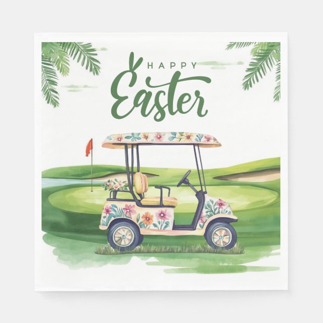 Golf Easter for golfer watercolor Spring Pappersservett (Framsidan)