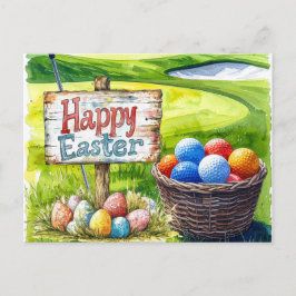 Golf Easter Holiday with golf ball on green grass  Helg Vykort