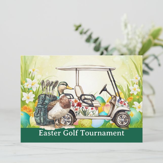 Golf Easter to golfer PARTY invitation  Inbjudningar (Stående Fram)