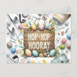 Golf easter with golf equipment design for golfer vykort