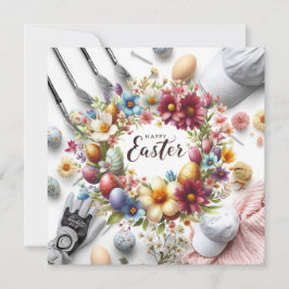 Golf easter with golf equipment with flower julkort