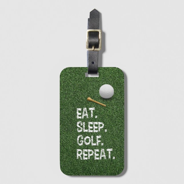 Golf Eat Sömn Golf Repeat med putter och boll Bagagebricka (Framsida vertikal)