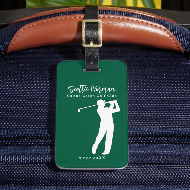 Golf Elegant Golfare Grön Bagageetikett Bagagebricka (Framsida Insitu 2)