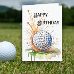 Golf Enthusiast Watercolor Art Birthday Kort<br><div class="desc">Sjung in i hans speciella dag med vårt fantastisk golftemed födelsedagskort! 🎂 Vattenfärgen stil med ett golf boll med en strålande vrid gör att hans firande verkligen blir minnesvärt. Perfekt till golfälskande kille eller flicka, det här kortet kommer att lösa upp roligten och upphetsningen på hans stora dag. Få redot...</div>