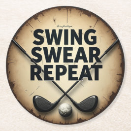 Golf Enthusiast's Motto: Swing Swear Repeat Underlägg Papper Rund