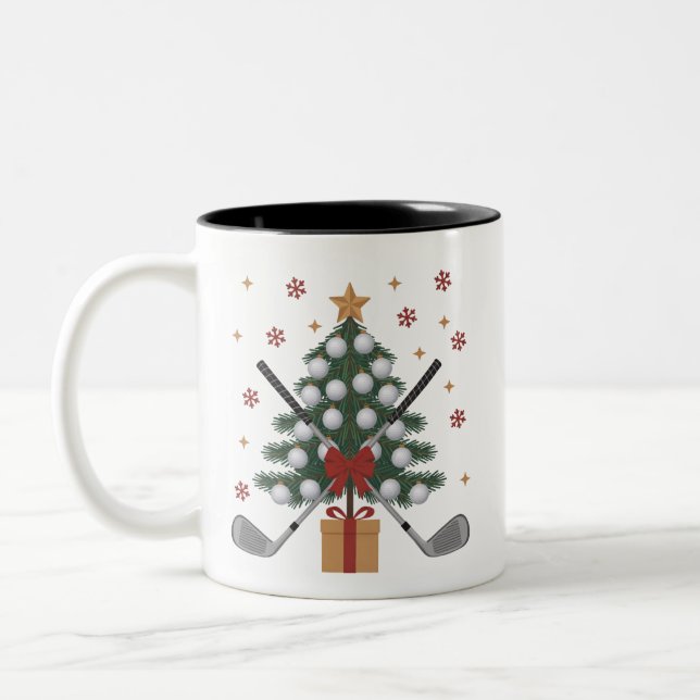 Golf Equipment Christmas Tree Christmas Golf Två-Tonad Mugg (Vänster)
