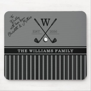 Golf Family Monogram Charcol Gift för Pappa Musmatta