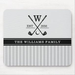 Golf Family Monogram Grått Black White Musmatta