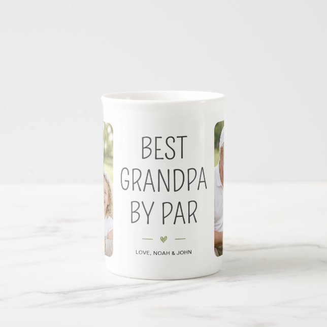 Golf Farfar Foto Present | Fars Dag Födelsedag  Benporslin Mugg (Framsidan)