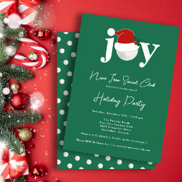 Golf Festive Holiday Party Joy Typography Green Inbjudningar