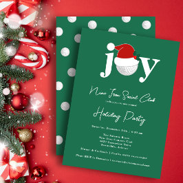 Golf Festive Holiday Party Joy Typography Green Inbjudningar
