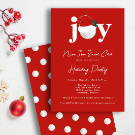 Golf Festive Holiday Party Joy Typography Red Inbjudningar