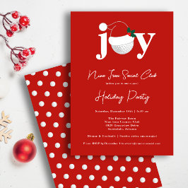 Golf Festive Holiday Party Joy Typography Red Inbjudningar