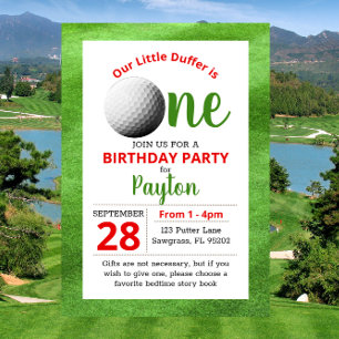 Golf First Birthday Inbjudningar