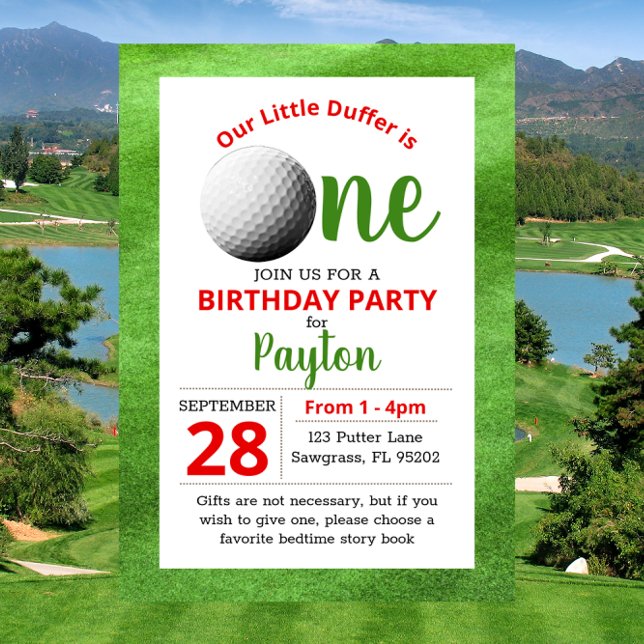 Golf First Birthday Inbjudningar (Skapare uppladdad)