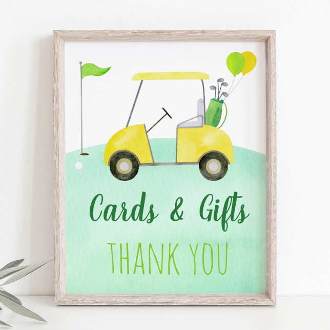 Golf First Birthday Par Card & Gifts Sign Poster (Skapare uppladdad)