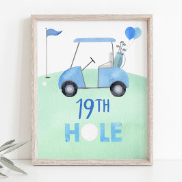 Golf First Birthday Par-T 19:e Hål-skylten Poster