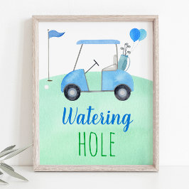 Golf First Birthday Par Watering Hål-tecken Poster