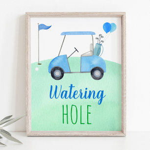 Golf First Birthday Par Watering Hål-tecken Poster