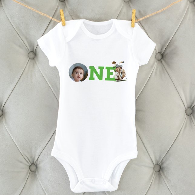 Golf First Birthday Photo Personlig T Shirt (Skapare uppladdad)