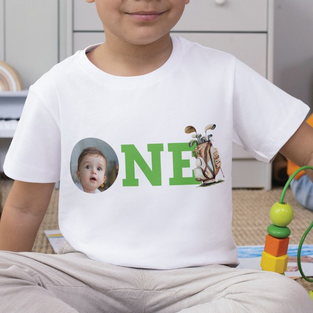 Golf First Birthday Photo Personlig T Shirt (Skapare uppladdad)