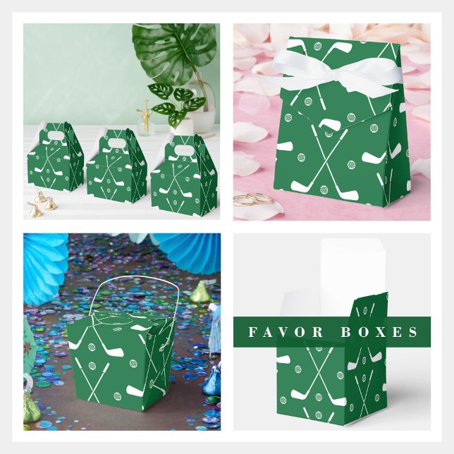 Golf Fladdermus och Grönt Backgrond Presentaskar (green golf pattern favor box the perfect gift and having four different boxes. )