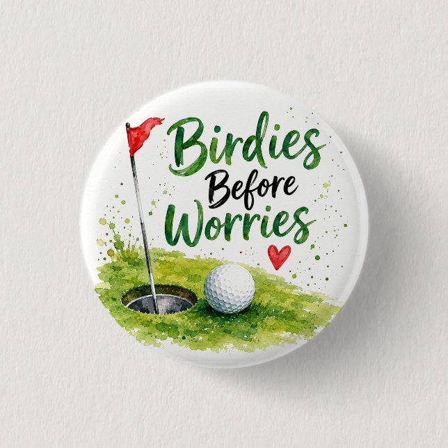Golf flagga och boll på golfbanan  knapp (Framsida)