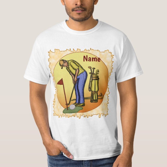 Golf Flagga Pappa Golfing golf T Shirt (Framsida)