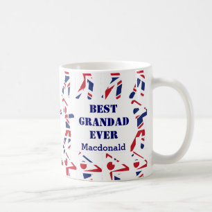 GOLF FLÄKT Best Grandad All Personlig Union Jack Kaffemugg
