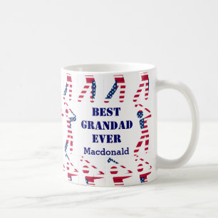 GOLF FLÄKT Best Grandad All Personlig USA flagga Kaffemugg