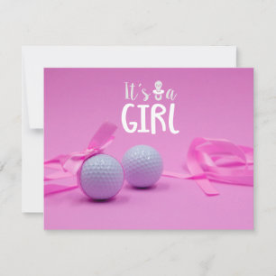 Golf flicka, det är Girl på Rosa Background Inbjudningar