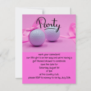 Golf flicka, det är Girl på Rosa Background Inbjudningar
