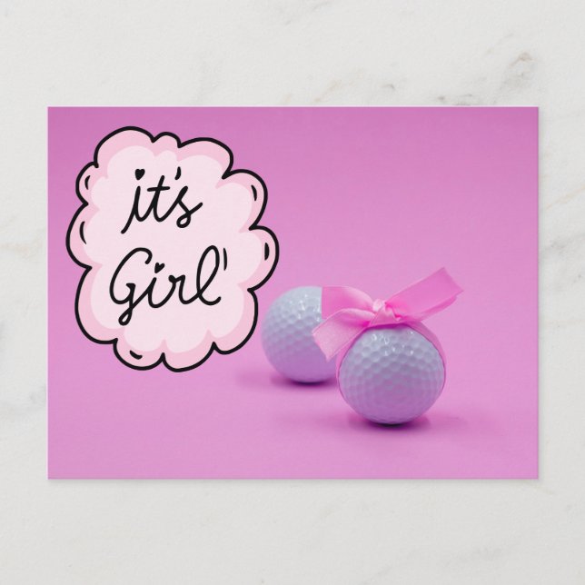 Golf flicka, det är Girl på Rosa Background Vykort (Framsida)