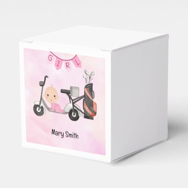 Golf Flicka for Baby Shower on rosa Presentaskar (Framsidan Sidan)