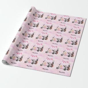 Golf Flicka for Baby Shower on rosa Presentpapper