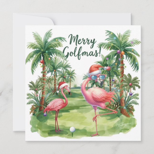Golf Florida God jul med Santa Flamingo (Framsida)