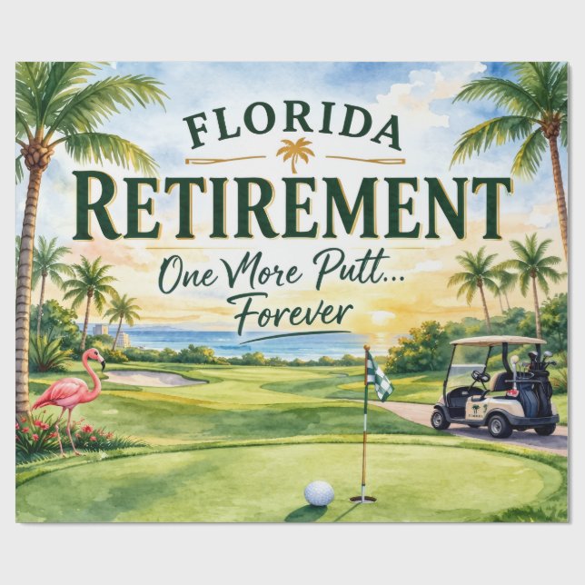 Golf Florida med flamingotema för pensionering Presentpapper (Platt)