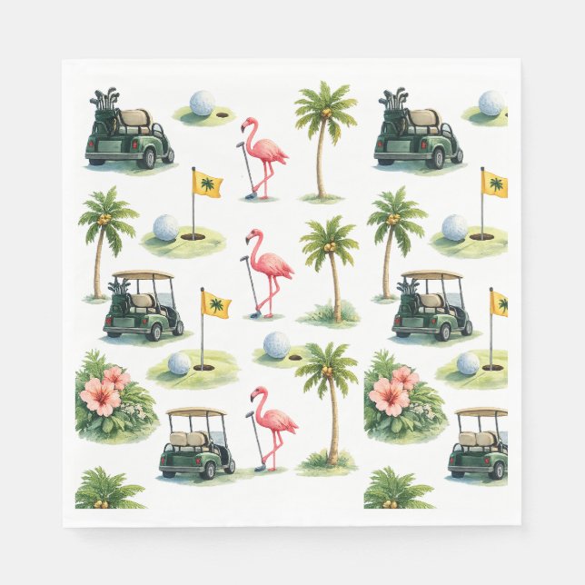 Golf Florida med flamingotema Pappersservett (Framsidan)