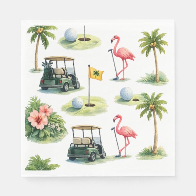 Golf Florida med flamingotema Pappersservett (Framsidan)