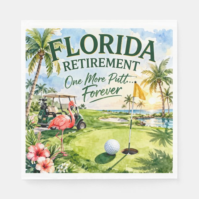 Golf Florida med flamingotema Pappersservett (Framsidan)