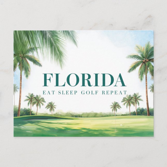 Golf Florida tema med boll på grön  Vykort (Framsida)
