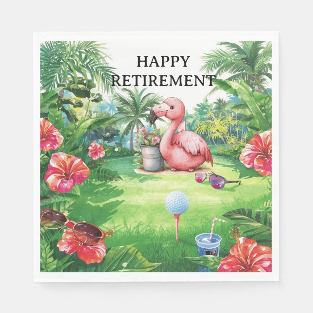 Golf Florida Tematiserad med Flamingo på grönt Pappersservett (Framsidan)