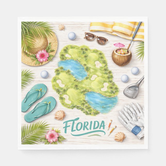 Golf Florida Themed Napkins Pappersservett (Framsidan)